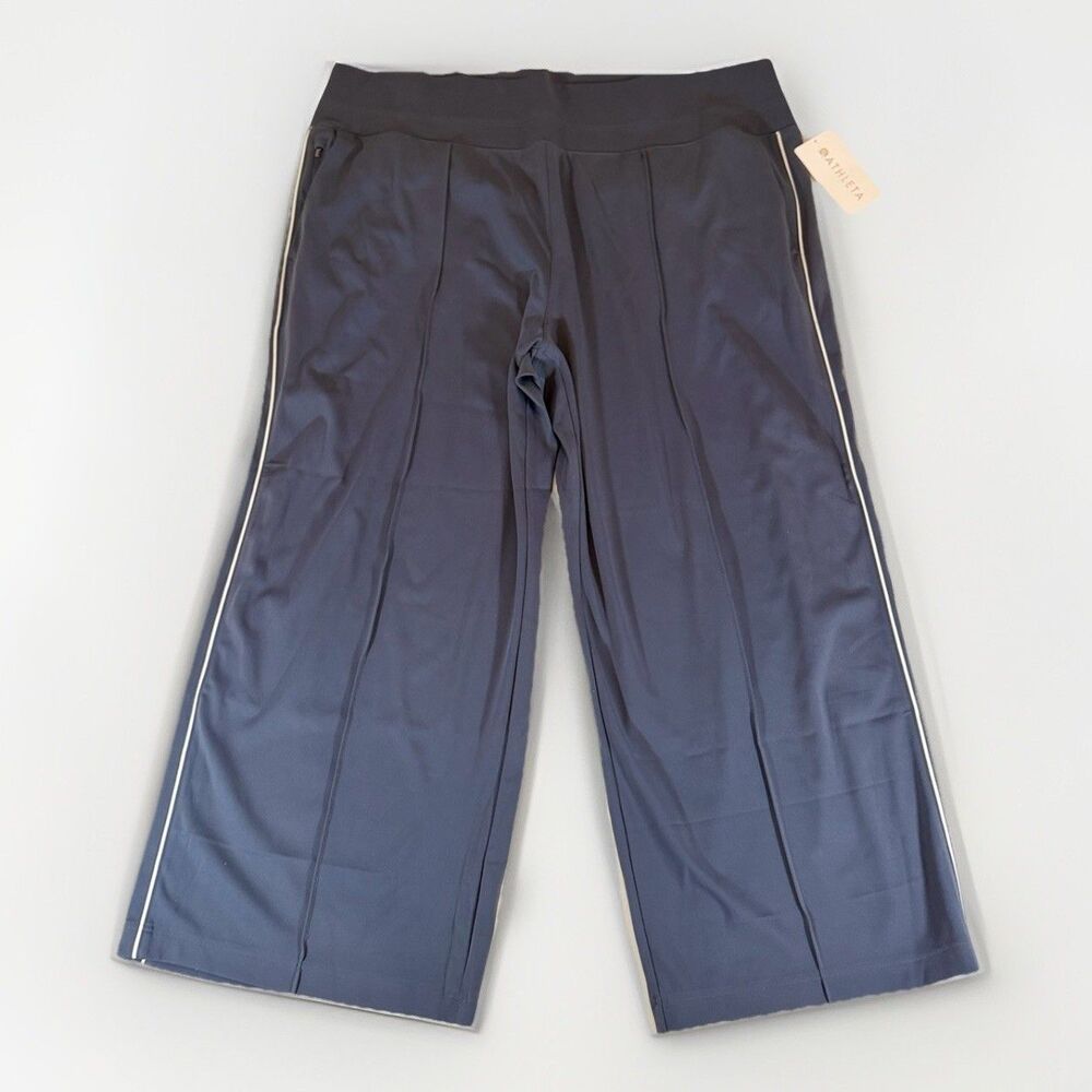 Athleta Venice Track Stripe Wide Leg Pants 3X Blue NWT SculptTek Cropped Plus - Picture 16 of 16